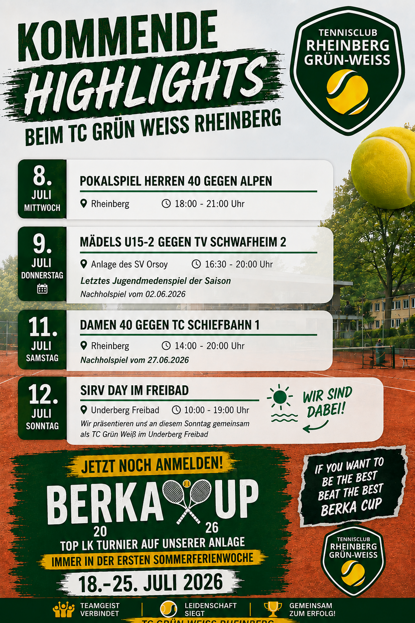 Diese Woche beim TC Rheinberg Grün-Weiss